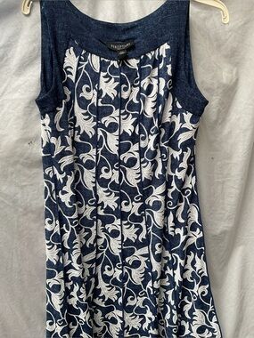 Perceptions Navy Floral Sleeveless A-Line Dress